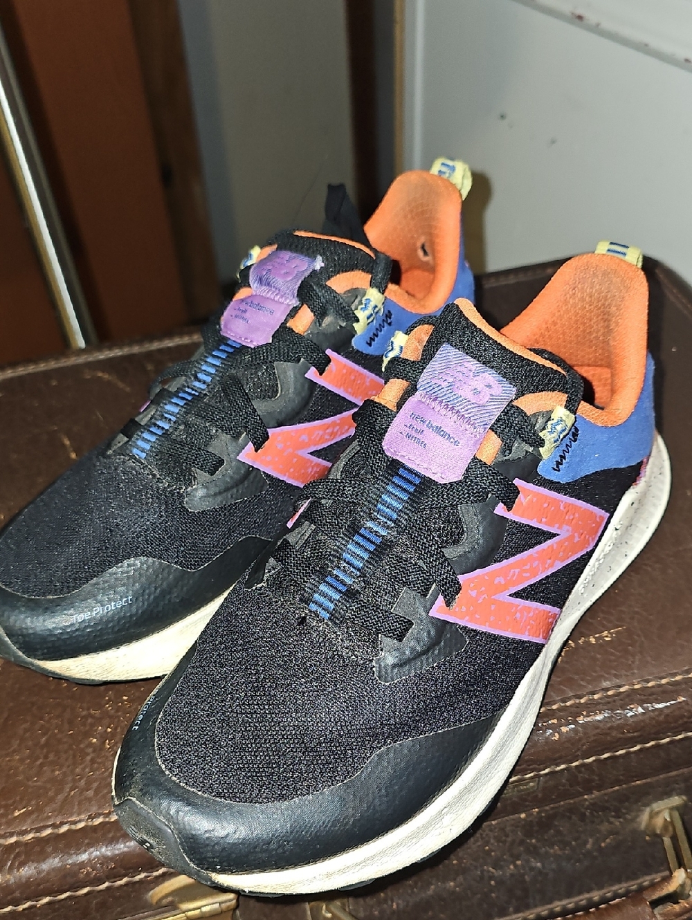 New Balance Womens Sneakers in Black, Orange & Purple